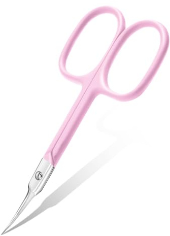 CGBE Forbicine per Cuticole Professionale con Punta Curva Sottile (Rosa) | Forbici Cuticole in Acciaio Inossidabile Extra Affilate per Pelle Morta e Cuticole, per Saloni di Bellezza e Casa