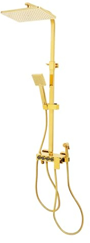 Duscharmatur Gold Gebürstet Duschsystem Duschset Dual Funktionen Set Mit Handbrause Regendusche set Badezimmer