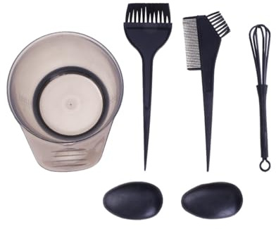 Mikikit Kit de Coloration Capillaire Professionnel et Peigne Applicateur Bol à Teinture en Plastique Noir Brosse Douce Couleur Aléatoire pour Salon ou Usage DIY