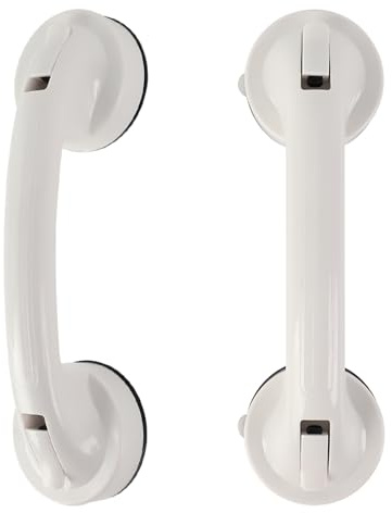Kytpyi Maniglie Ventosa da Bagno, Maniglia per Doccia, 2 Pezzi Maniglia Doccia Rimovibile Riutilizzabile, Nessuna Perforazione Maniglione con Ventosa per Finestra Porta in Vetro Credenza (Bianco)