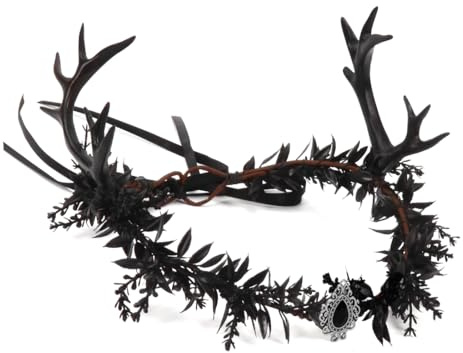Elfenkrone mit Geweih, Elfen kopfschmuck, Hirschgeweih Haarreif Krone, Gothic-Feenkranz, geeignet für Mittelalterfeste, Halloween, Karneval, Hochzeiten, Fotografie