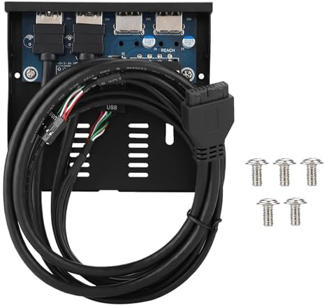 3,5-Zoll-Diskettenlaufwerk-Frontplatte, USB 3.0 + 2.0 4-Port-Frontgehäuse, Hochgeschwindigkeits-Datenübertragungs-Diskettenlaufwerk-Schnittstellenplatte mit 9PIN-Kabel, für