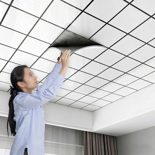 Naturepanda Decoración para Techo Autoadhesiva PVC,Panel Decorativo Pared y Techos,Lámina Impermeable para Techos,para Baño,Cocina,Dormitorio,Salón,Decoración Fácil de Cortar y Limpiar,30X30cm