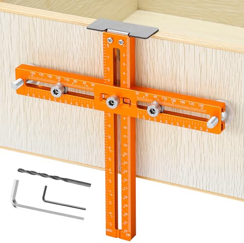 Cabinet Hardware Jig, Kitchen Door Handle Jig, Cabinet Handle Installation Template with 4mm Drill Guide, Drawer Pull Jig Wood Drilling Doweling Tools for Handles Pull Knobs on Drawers & Cabinets