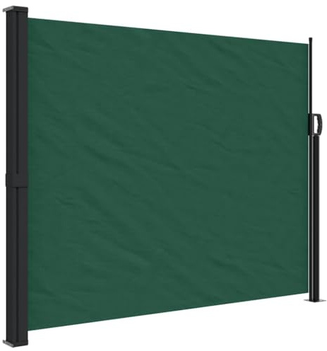 Xhnifbn Toldo lateral verde oscuro 170 x 300 cm extensible con protección solar de jardín resistente poliéster PU acero aluminio estructura para balcón, terraza, pérgola toldo