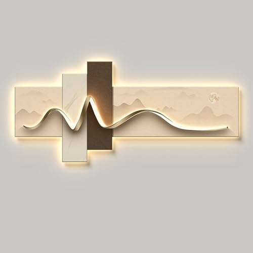 3D-LED-Wanddekoration Moderne Kunst aus Kristallporzellan — Beleuchtete Wandkunst Design mit Netzanschluss Dekoration für Wohnzimmer & Eingangsbereich(Brown 3,45 * 100cm/17.7 * 39.4in)