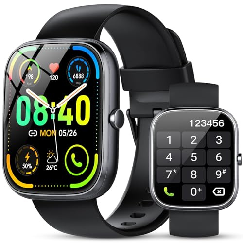 Smartwatch Uomo Donna, 1.91''AI Orologio Smartwatch con Effettua/Risposta Chiamate, 115+ Modalità Sportive Fitness Tracker con SpO2/Sonno/Contapassi, IP68 Impermeabile Smart Watch per iOS/Android,Nero