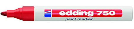edding 750 lackmarkörer – röd – 10 pennor – rund spets 2–4 mm – färgpenna för märkning och märkning av metall, glas, sten eller plast – värmebeständig, permanent, tork- och vattentät, 750-002
