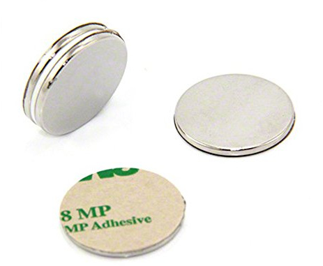 N42 Aimant Adhésif Néodyme Pour Les Arts, L'Artisanat, la Fabrication de Modèles, Le Bricolage, Les Passe-Temps et L'Emballage - 25mm dia x 2mm D'Épaisseur - 3,5kg de Traction - South - Pack de 4