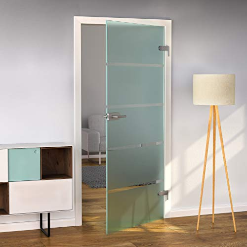 Bijon Glastür T6 - Hochwertige Studio Ganzglastür aus kratzfestem ESG-Glas | für stilvolle Raumgestaltung, Studio/Studio, 709x1972mm - DIN Rechts