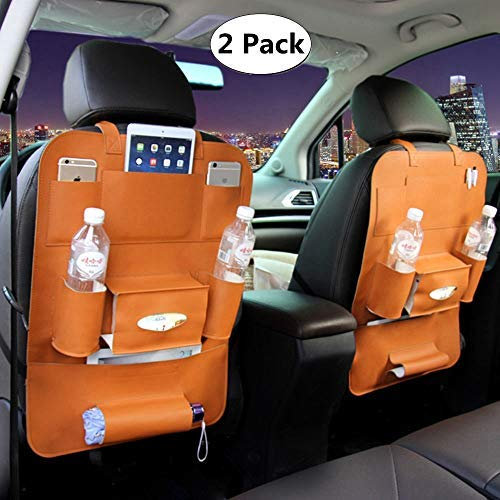 HCMAX 2 Pack Auto-Rückenlehnenschutz Autositz zurück Veranstalter Tasche Rücksitz Schutzaufbewahrung Trittmatte Ipad Mini Halter Großes Reisezubehör