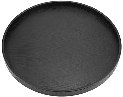 Tablett,37,5cm/14.76 inch Runde Form Massivholz Lebensmittel Mahlzeiten Tablett Tee Kaffee Snack Platte Home Kitchen Restaurant Tabletts (Schwarz)