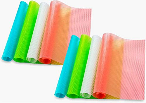 Bosdontek Antibakterielle Kühlschrankmatten Matten entziehen Feuchtigkeit und Gerüch rutschfest,abwaschbar und zuschneidbar Kühlschrank Matte 30 x 45 cm (8PCS)