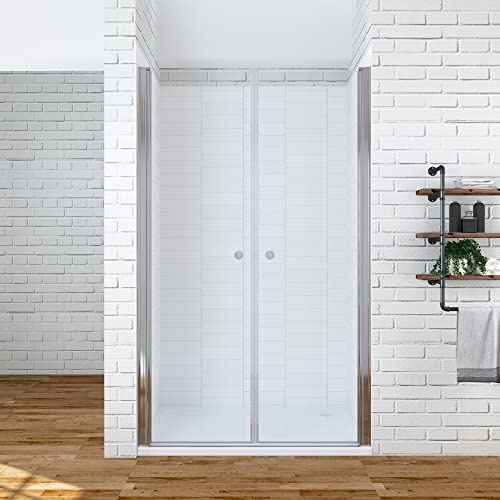 Duschtür Nische 110 cm breit 195 cm höhe Verstellbar von 108-111 cm Pendeltür Dusche Duschabtrennung Duschwand Glas Nischentür Schwingtür aus 6 mm Sicherheitsglas mit NANO-Beschichtung