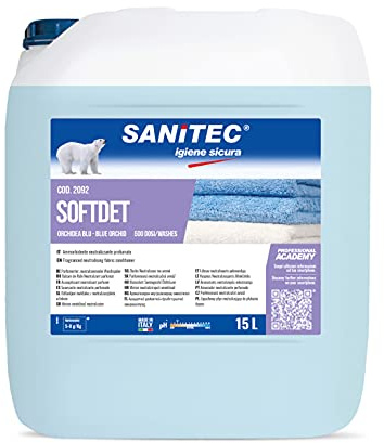 Softdet - Additivo Ammorbidente Profumato Igienizzante per Lavaggio a Mano e in Lavatrice - Bianchi e Colorati - Orchidea Blu - 15 kg
