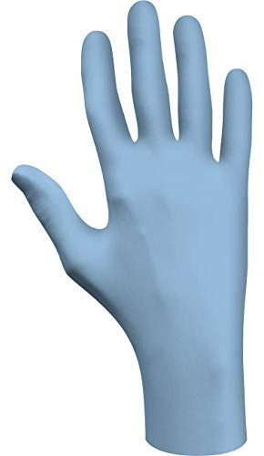 SHOWA 7502PF - Guante de seguridad biodegradable desechable de nitrilo sin polvo, apto para alimentos, 2.5 mil de grosor, XL (1 caja de 200 guantes), color azul