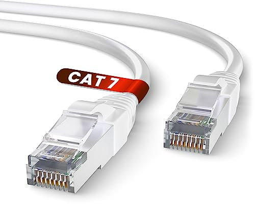 Mr. Tronic Cable Ethernet Cat 7 De 5m, Cobre Puro Cable de Red LAN Con Conectores RJ45 Para una Conexión Internet Rápida 10 Gbps – 100% Cobre Cat7 Patch Cable AWG28, SFTP (5 Metros, Blanco)