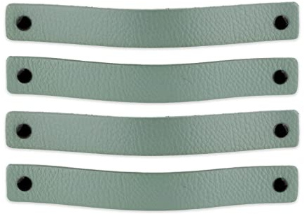 Brute Strength – Ledergriffe für Möbel – 20 x 2,5 cm – Blassgrün – 4 Stück | Handgefertigte Möbelgriffe und Lederschlaufen aus Vollnarbenleder; für Schranktüren und Schubladen, Schrauben inklusive
