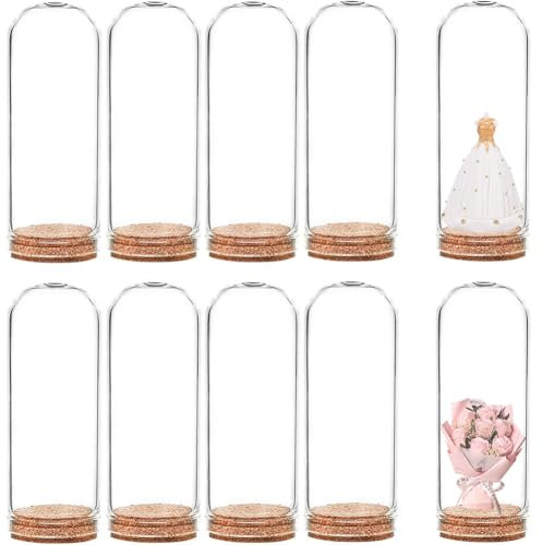 BENECREAT 20 Pack 19ml Glass Dome Cloche Decorative Bell Jar with Cork Stoppers for Wedding, Anniversary and Birthday Party