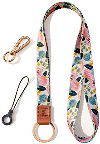 SENLLY Umhängeband Schlüsselband Neck Lanyard strip mit und echtem Leder, für Schlüssel, ID Badge Card Holder, Ausweishülle, Mobile Handys Telefon