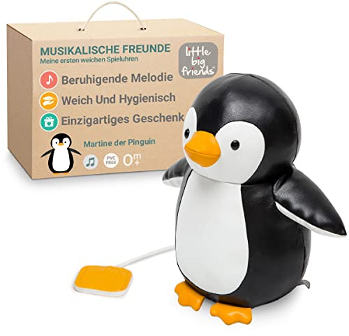Little Big Friends Animales Musicales Caja de música para bebé | Peluche de Animal Musical | Fácil de Limpiar | Tejido Suave | El pingüino Martín