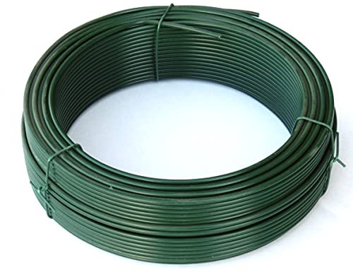 EXCOLO Spanndraht 55m Grün RAL6005 Ø3,1mm verzinkt PVC-ummantelt|Zaundraht wetterfest Maschendrahtzaun Wildzaun Gartenzaun Drahtrolle|Befestigungsdraht Pflanzendraht Basteldraht Rankhilfe
