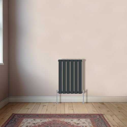 NRG Radiatore orizzontale a schermo piatto antracite a colonna singola per bagno di design riscaldamento centralizzato - 600 x 408 mm