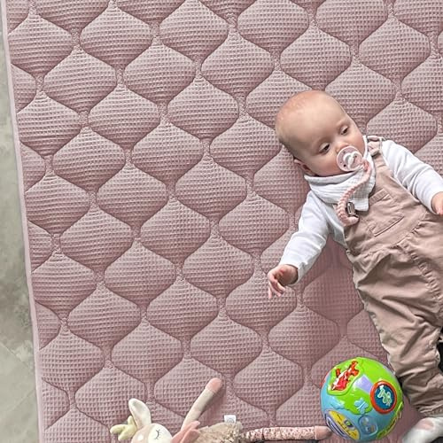 Sanosoft® Krabbeldecke - rutsch- & wasserfest - Made in Germany Rosa 130x150cm