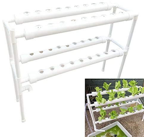 kangten Hydroponic Grow Kit, 36 Hole 2 Schichtpflanze Rohr PVC Hydroponik Anbausystem Wasserkultur Gartenpflanzensystem für Gemüse in Haus Garten