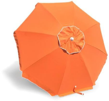 Decorspace Strandschirm mit Fiberglasstangen Aluminiumstange schwenkbar mit Erdbohrer, Orange, Ø 200 cm