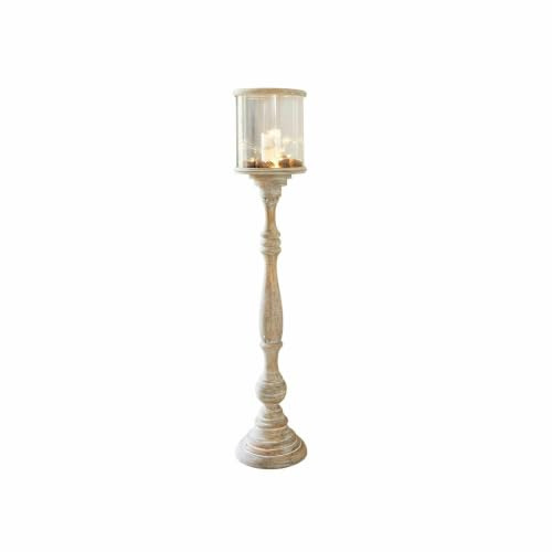 Loberon Kerzenständer Passion, antikbeige | Opulentes Format, Aufwendig Gearbeitet, Schickes White-Washed-Finish, Deko-Objekt, Windlicht, Kerzenhalter, Mangoholz, Glas