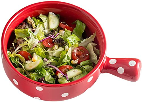 Tbkoly Cuencos de Sopa con Asas Cuenco de Curry Ramen de Fideos, Cuenco de Sopa de cerámica, Cuenco Individual for Sopa de Cebolla Francesa, Cuenco de microondas Horno Safe-red-600ml (Color: Red)
