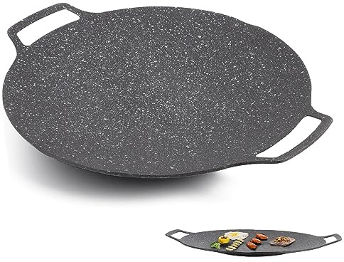 HERCHR Koreanisches BBQ Antihaftgrill Grillpfanne, Runde Grillform, Multifunktions-Grillpfanne, Gasherd 30cm