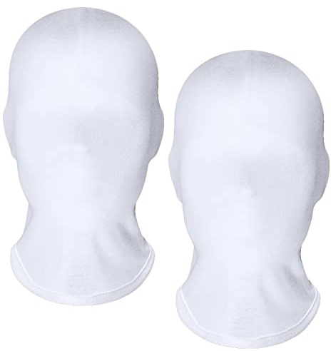 keland 2 Stück Vollgesichtsmaske Spandex Kopfmaske Gesichtslose Maske für Halloween cosplay (Weiß)