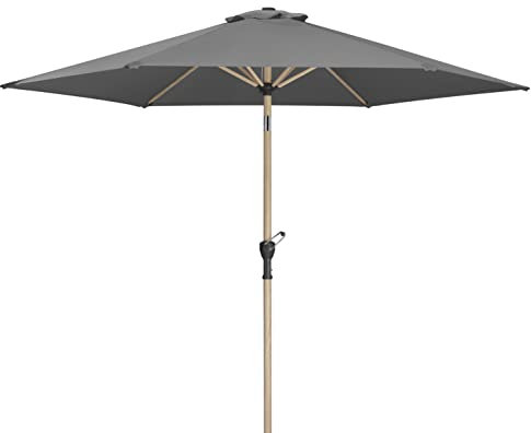 Schneider Sonnenschirm Cordoba, anthrazit, 270 cm Ø, rund 689-15, pulverbeschichtetes Stahl-Gestell mit Holzoptik, Bespannung 100% Polyester, 4,12 Kg