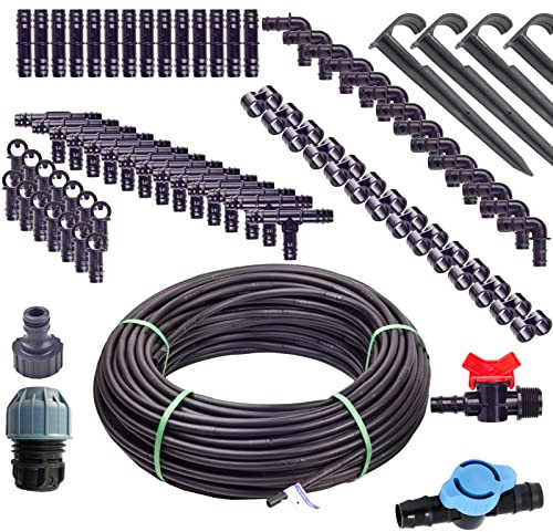 Verdone Tropfbewässerungsset 100m Tropfrohr + 175 Stück Zubehör - Hochwertiges Micro-Drip Bewässerungssystem für Hochbeete, Beete, Garten, Tropfbewässerung Set