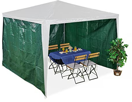 Relaxdays Tende Laterali per Gazebo 2x3 m, Set 3, Pareti in Telo PE Impermeabile, Chiusure a Strappo, Parasole, Verde, 200 x 300 x 0.1 cm