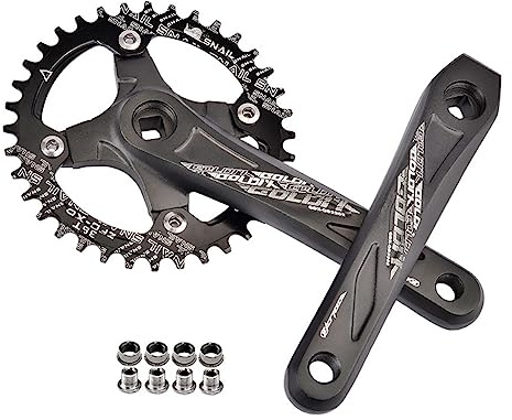 ZCXBHD 32/34/36/38/40/42T Kettenblatt MTB Kurbel Arm Set Road Square Taper Kurbelgarnitur Hohl Integrierte Kurbel Unterstützung Geschwindigkeit 10/11S Schwarz (Color : 170mm, Size : 36T)
