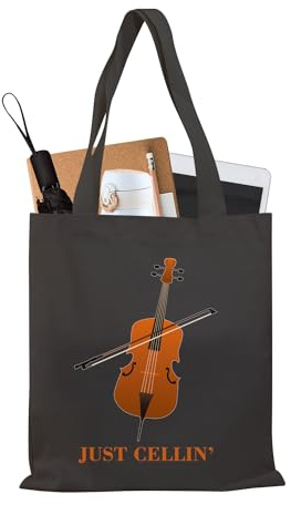 PLITI Cello Gift Cello Music Tote Bag Just Cellin’ Funny Cello Cellist Orchestra Musician Reusable Handbag Cello Player Gift (just cellin TGblU)