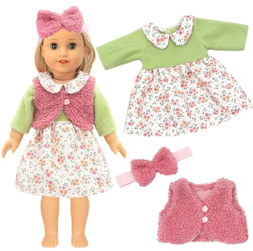 Puppenkleidung 35-43 cm, Puppenkleidung für Babypuppen Enthält EIN Kleid, eine Weste und EIN Stirnband, Kleidung Bekleidung Outfits für Baby Puppen 14-18Inch