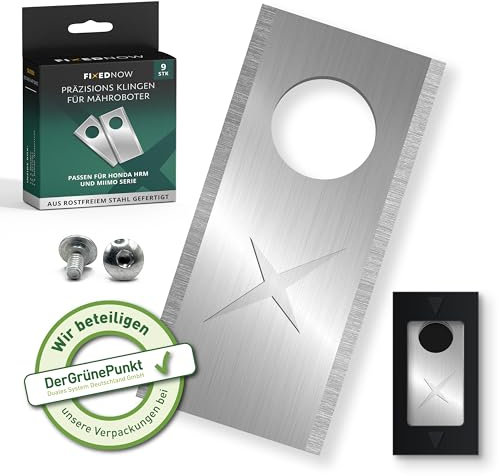 FixedNow Mähroboter Ersatzmesser Set [9st] Kompatibel mit Honda Miimo Modelle Rasenmäher Ultrascharfe, Ersatzklingen Messerset, Ersatzteile für Automower, Messerklinge, Rostfreiem Stahl