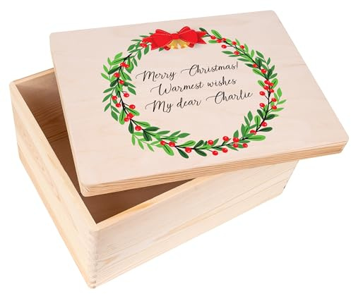 Creative Deco Weihnachtsgeschenke Personalisiert Holzkiste | Wunschtext