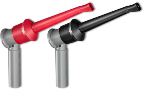 Cleqee Lot de 2 crochets de test isolés avec prise femelle de 4 mm - Clip sondes IC - Pointe de mesure interne - Pince de préhension pour fiches bananes de 4 mm - Multimètre - Test électrique