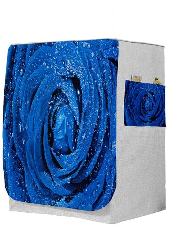 Odot 3D Copri Lavatrice Esterni, Coprilavatrice da Esterno Antipolvere Anti Sunlight, Copertura per Lavatrice e Asciugatrice con Aperture Frontali (Rosa Blu,S-capacità 4-7,5 kg)