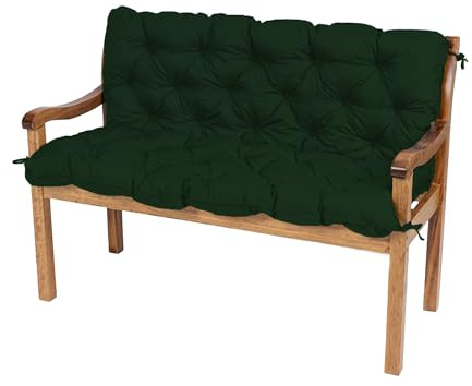 TexDeko® Garden Bankauflage mit Rückenlehne Outdoor 130x50x50cm Dunkelgrün | Sitzpolster für Gartenbank, wasserabweisend, UV - beständig, In- & Outdoor Auflage, mit Rückenkissen, formstabile Sitzkissen