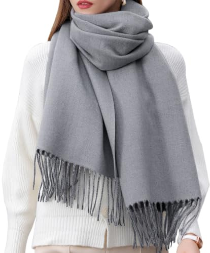 Enwokran Damen Winter Schal Oversized Kaschmir Wendbar Lange Winterschal Weich Wraps Groß Karo Fransen Schal Warm Schal für Herbst Winter Hochzeiten Abendkleider