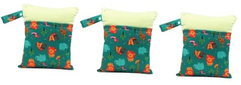 ibasenice 3stücke Cloth Diaper Wet Bag Mit Buntem Druck Mit Zwei Fächern Und Praktischem Tragegriff Für Unterwegs Kindergarten Muster