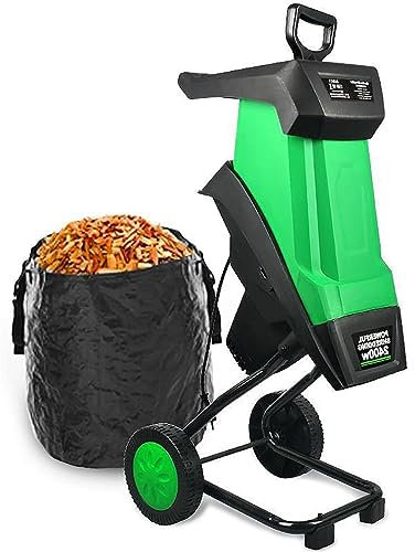 FBJAMZ Garden Chipper, 2400W Wood Chipper, Electric Leaf Branch Chipper, with 50L Collection Bag, Suitable for Farm, Yard