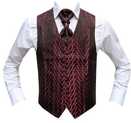 MMUGA Hochzeitwesten Set mit Plastron Bordeaux 66