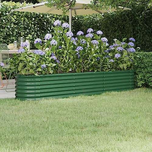 Xichuzi Hochbeet Pulverbeschichteter Stahl 224x40x36 cm Grün, Palettenrahmen, Hochteich, Gemüsebeet, Kräuterregal Balkon, Blumenbeet, Kräuterspirale, Tomatenbeet, Pflanzhochbeet - 318873